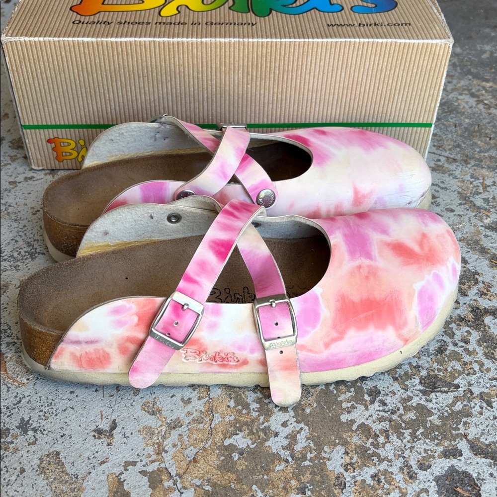 Birkenstock Dorian Birki's Mary Jane Botox rose L8 M6 white pink marbled rare